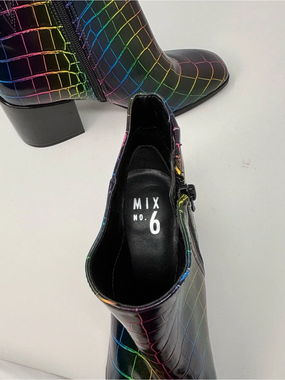 Mix No. 6 Benisa Rainbow Croc Embossed Ankle Boots Block Heel Size 10M - Picture 7 of 10